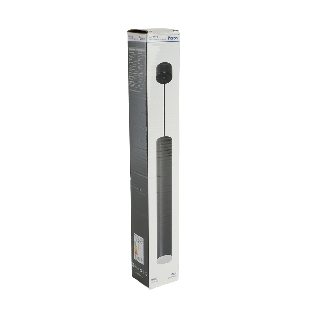 Светильник потолочный Feron ML1028 Barrel levitation на подвесе MR11 35W 230V, черный 40*250