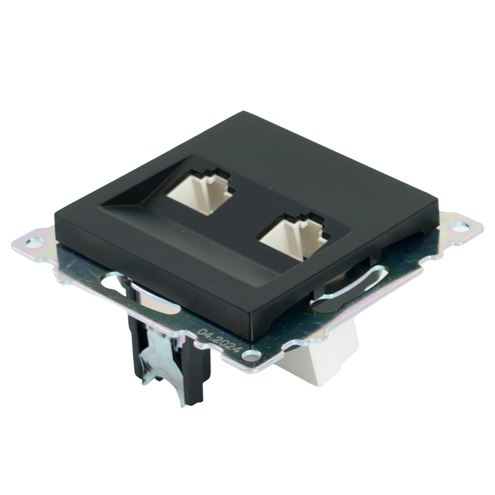 Розетка компьютерная 2-местная RJ-45 (механизм) ,STEKKER ,GLS00-7109-05, серия Катрин, черный