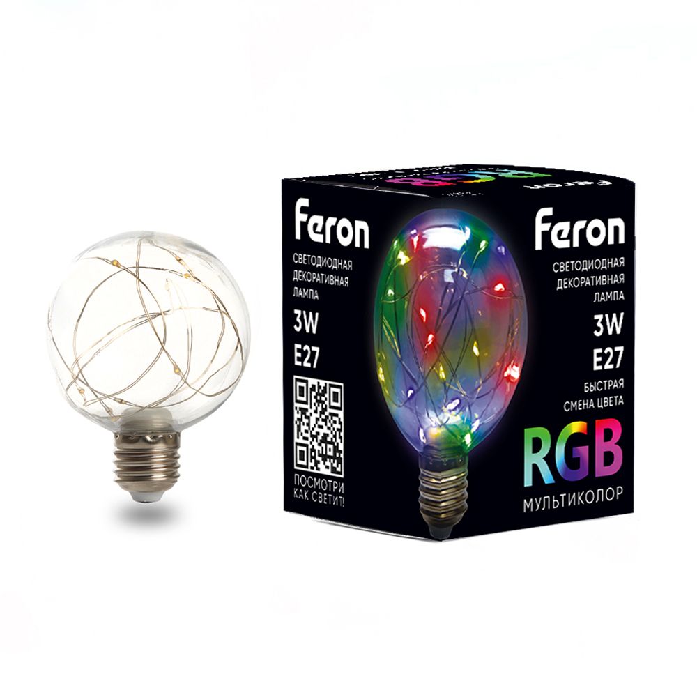 Лампа светодиодная Feron LB-381 E27 3W 230V RGB