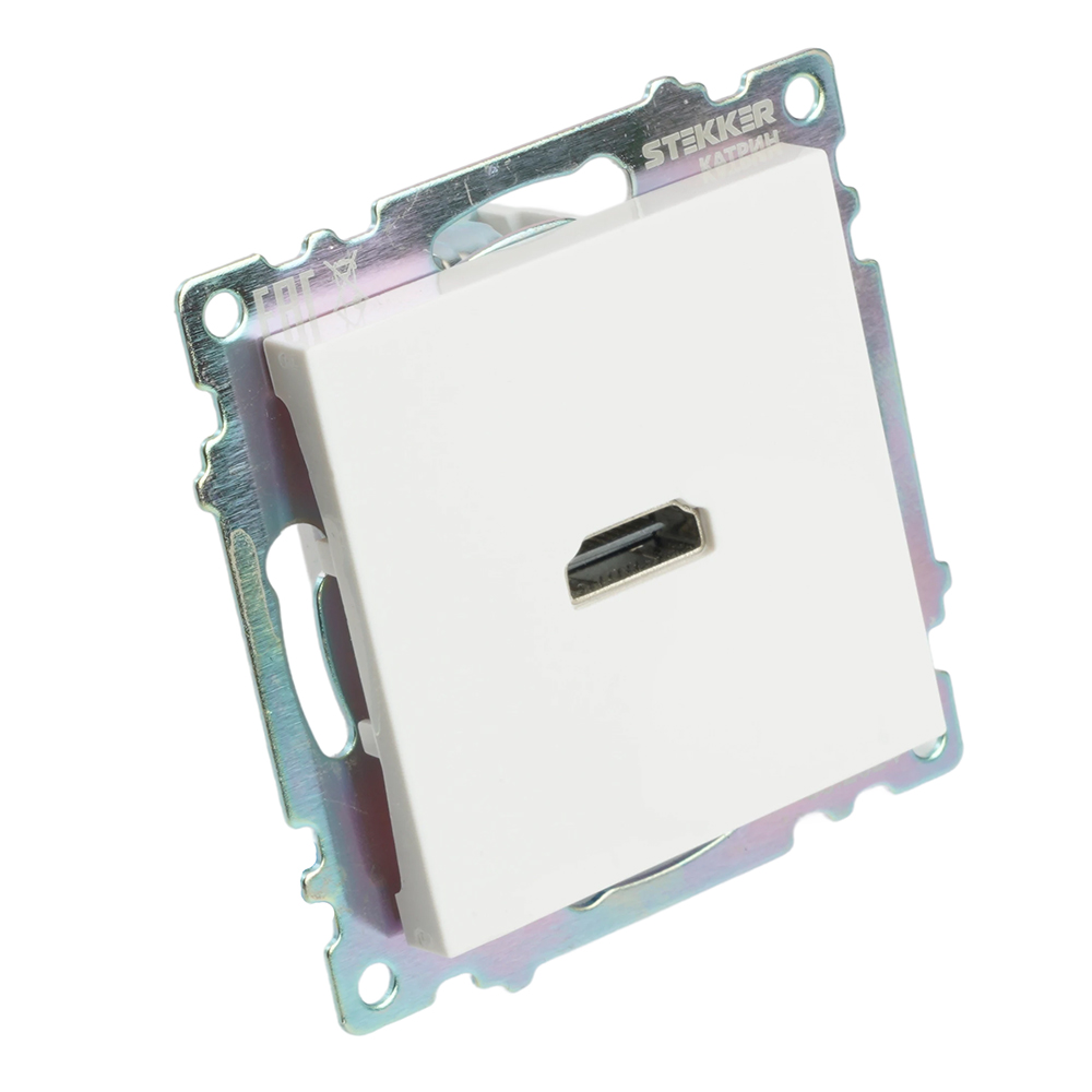 Розетка HDMI 2.1, Type A (механизм), STEKKER GLS00-7118-01, серия Катрин, белый