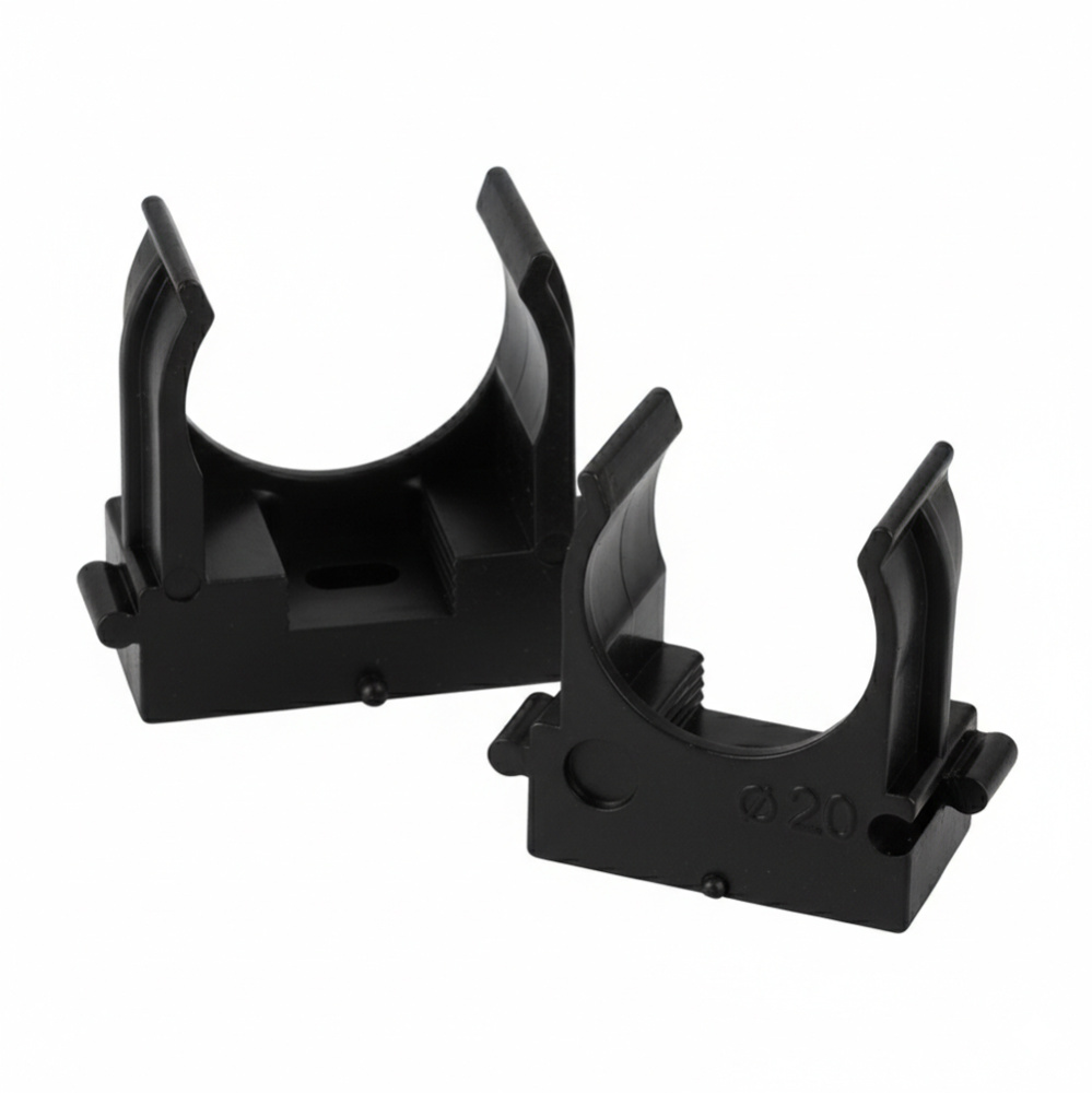 Крепеж-клипса для труб для прямого монтажа STEKKER PMPH16B черная в п/э D16 мм (упаковка 100 шт)