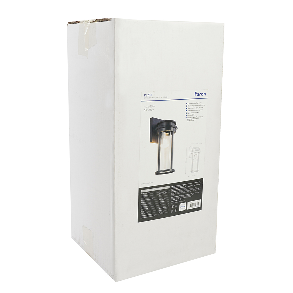 Светильник садово-парковый Feron PL781 на стену вниз 40W 220-240V E27, черный
