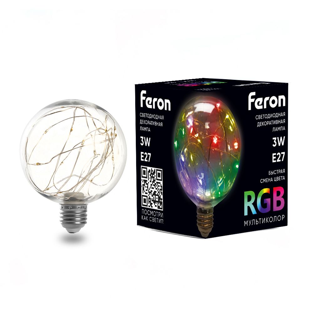Лампа светодиодная Feron LB-382 E27 3W 230V RGB