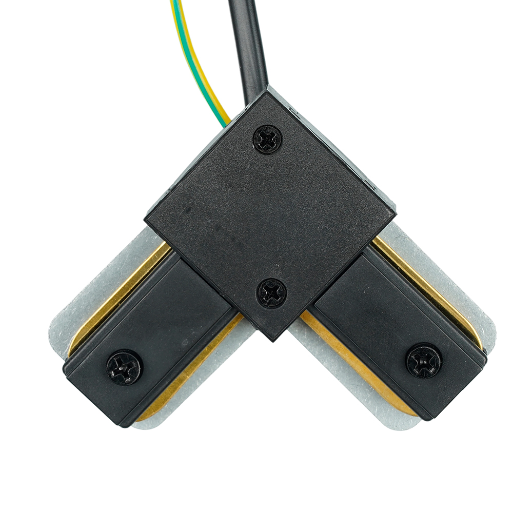 Коннектор угловой однофазный для шинопровода с проводом, черный, LD1021C