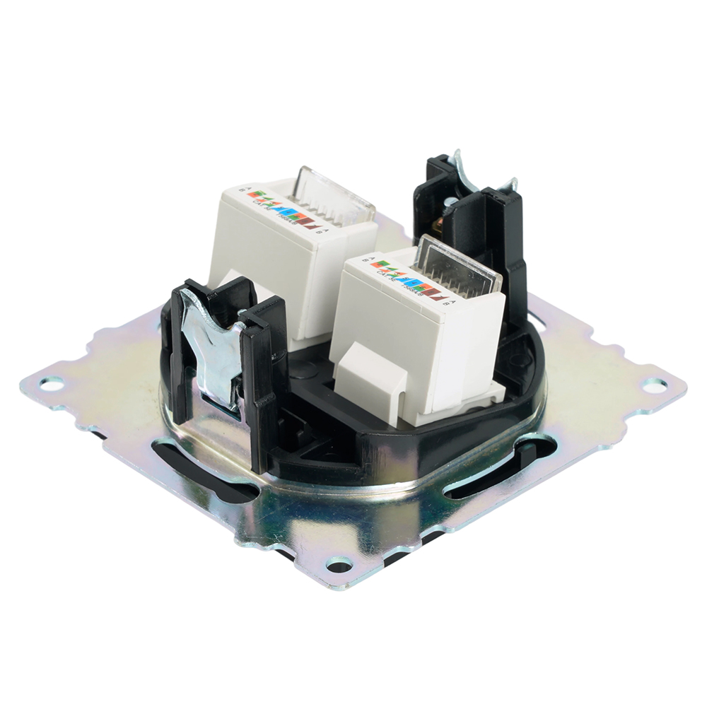 Розетка компьютерная 2-местная RJ-45 (механизм) ,STEKKER ,GLS00-7109-05, серия Катрин, черный