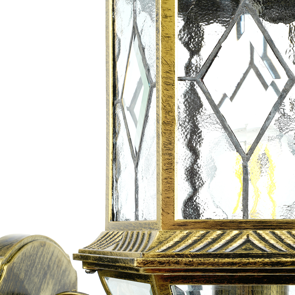 Светильник садово-парковый Feron PL130 шестигранный на стену вверх 60W E27 230V, черное золото