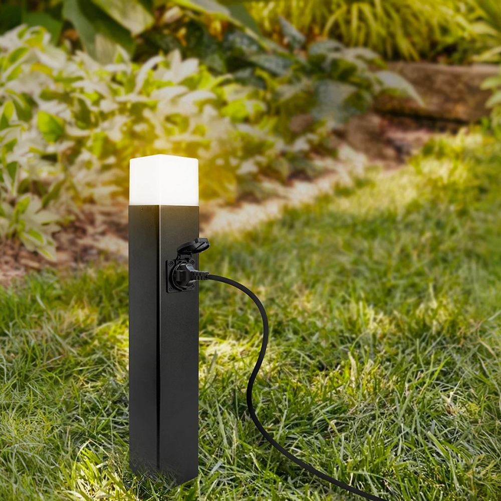 Светильник садово-парковый с розеткой Feron DH0206, столб,  E27 230V, черный