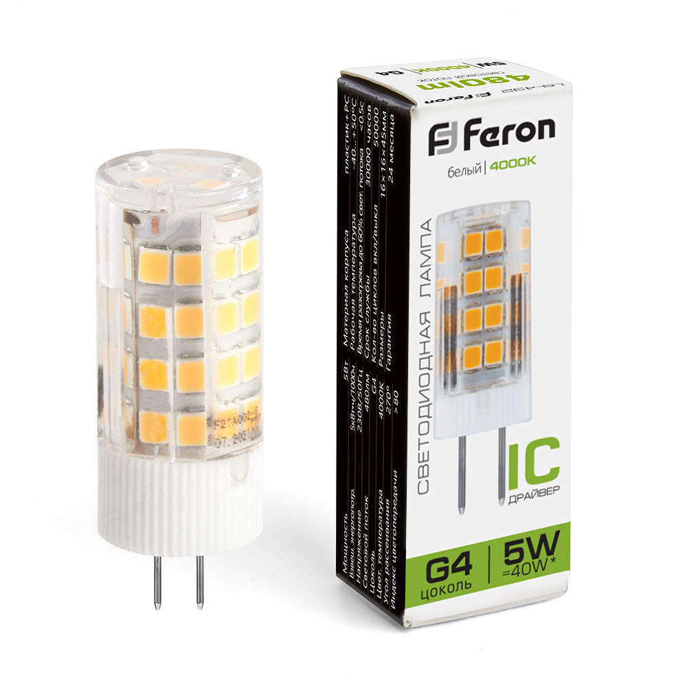 Лампа светодиодная LB-432 G4 5W Feron 25861 25861