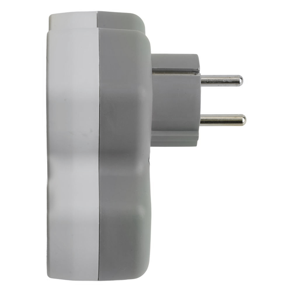 Разветвитель сетевой 2-местный с/з STEKKER ADP16-15-20, 250V, 16A и USB+Type C на 2.4А, белый/серый