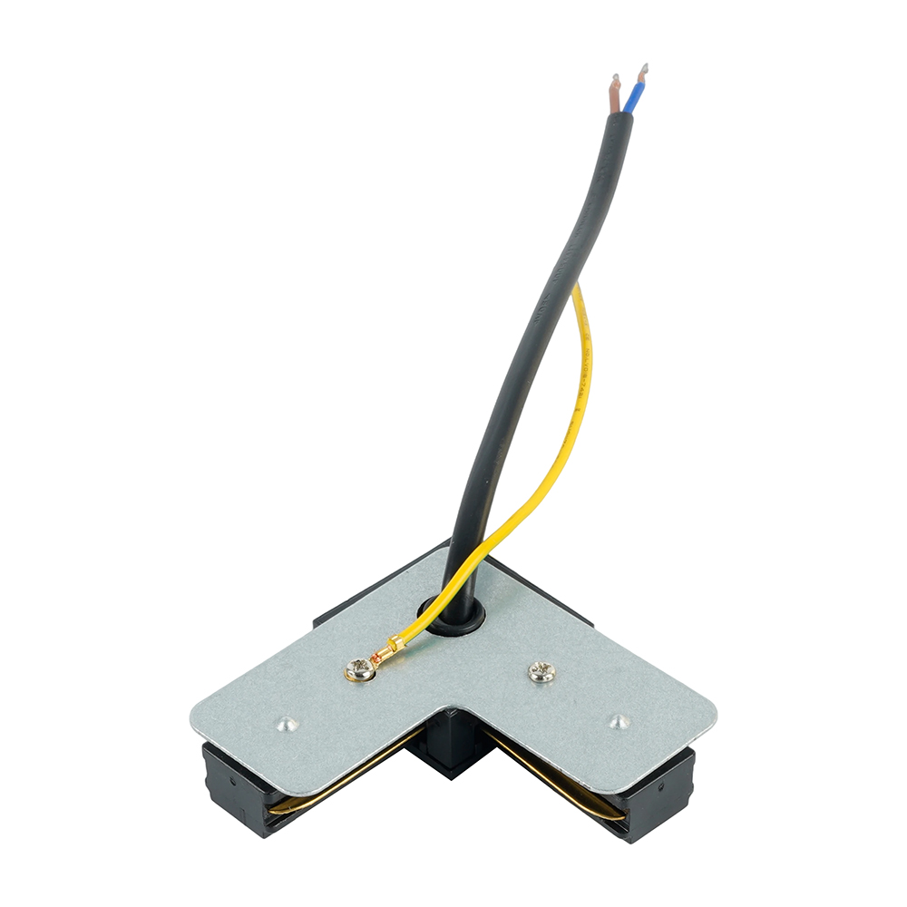 Коннектор угловой однофазный для шинопровода с проводом, черный, LD1021C