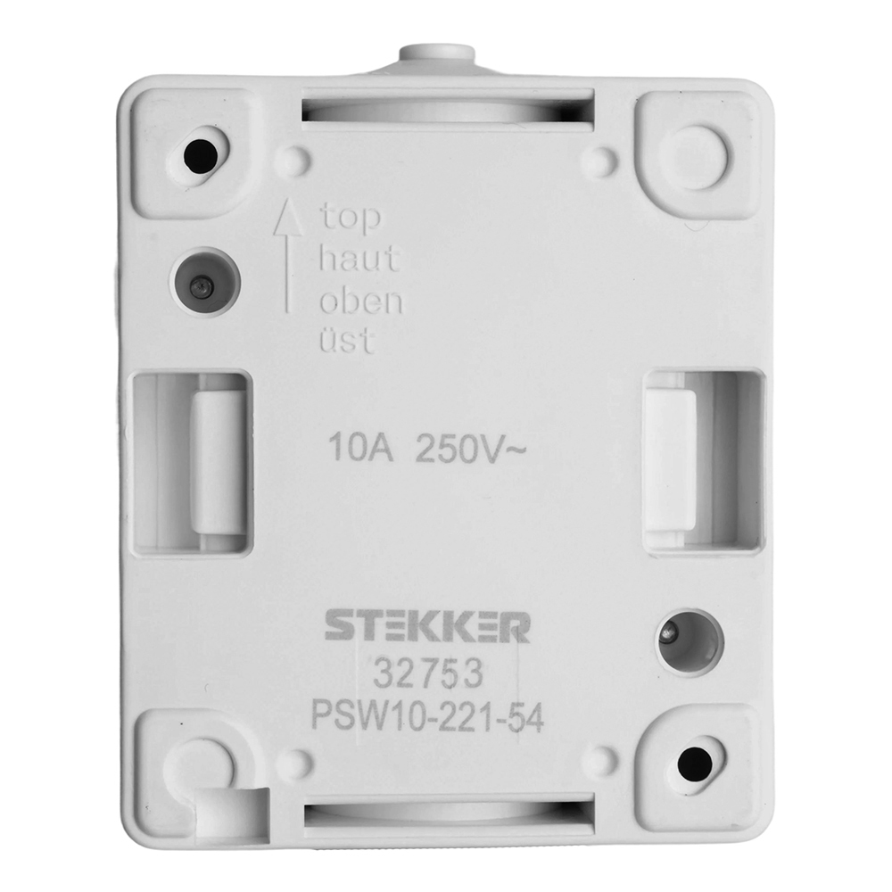 Выключатель 2-клавишный, STEKKER, PSW10-121-54, открытой установки, 250В, 10А, IP54, серый/графит