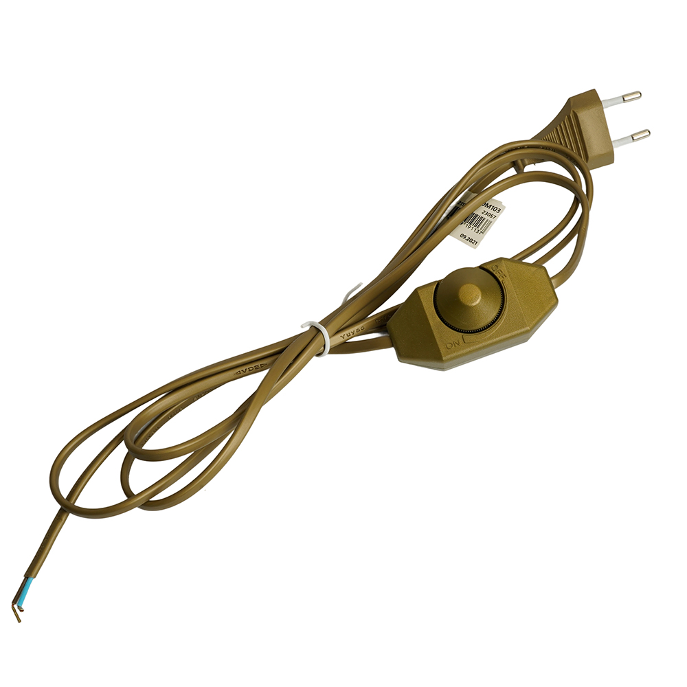 Сетевой шнур с диммером 230V 2м, золото, DM103-200W