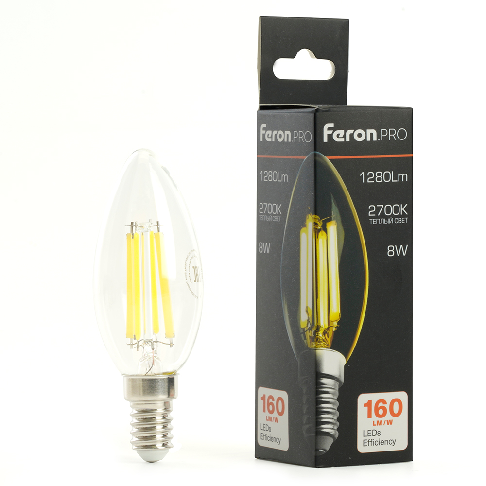 Лампа светодиодная Feron.PRO LB-1208 Свеча E14 8W 175-265V 2700K