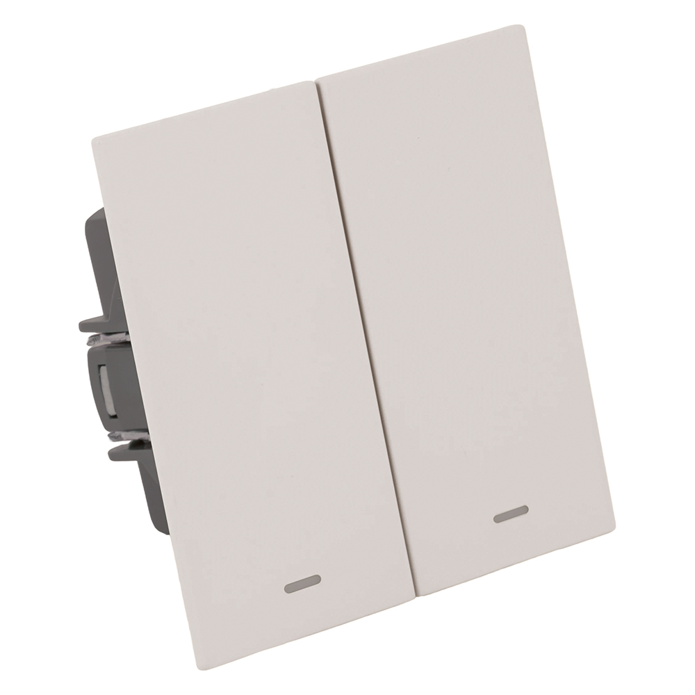 Выключатель 2-клавишный c индикатором (механизм), STEKKER, 250В, 10А, серия Мия, RSW10-3102-10, пудровый жемчуг