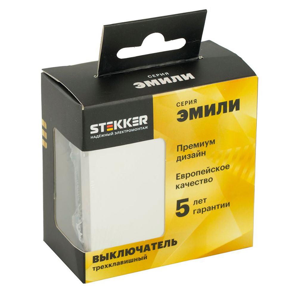 Переключатель 1-клавишный (механизм), СЗК, STEKKER, 250В, 10A, серия Эмили, RSW10-5105-01ZK, белый фарфор, soft touch