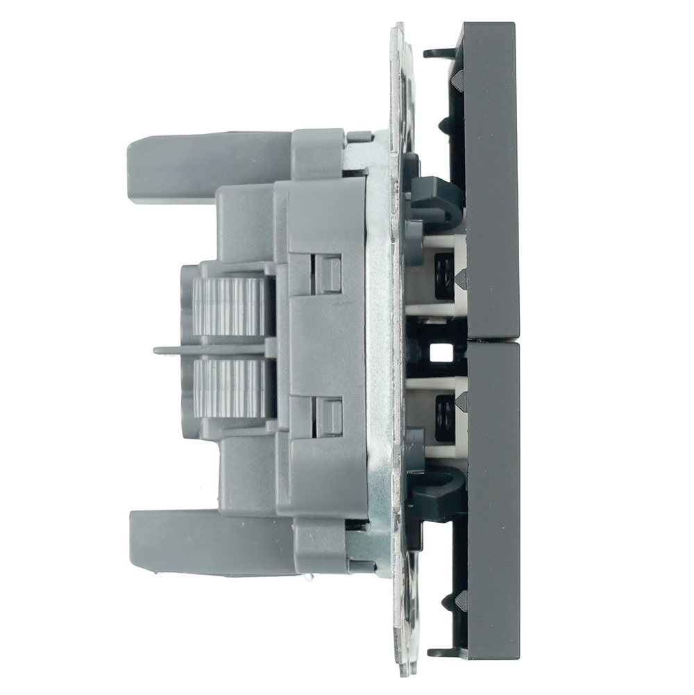 Выключатель 2-клавишный (механизм), СЗК, STEKKER, 250В, 10А, серия Эмили, RSW10-5104-10ZK, платиново-серый, soft touch