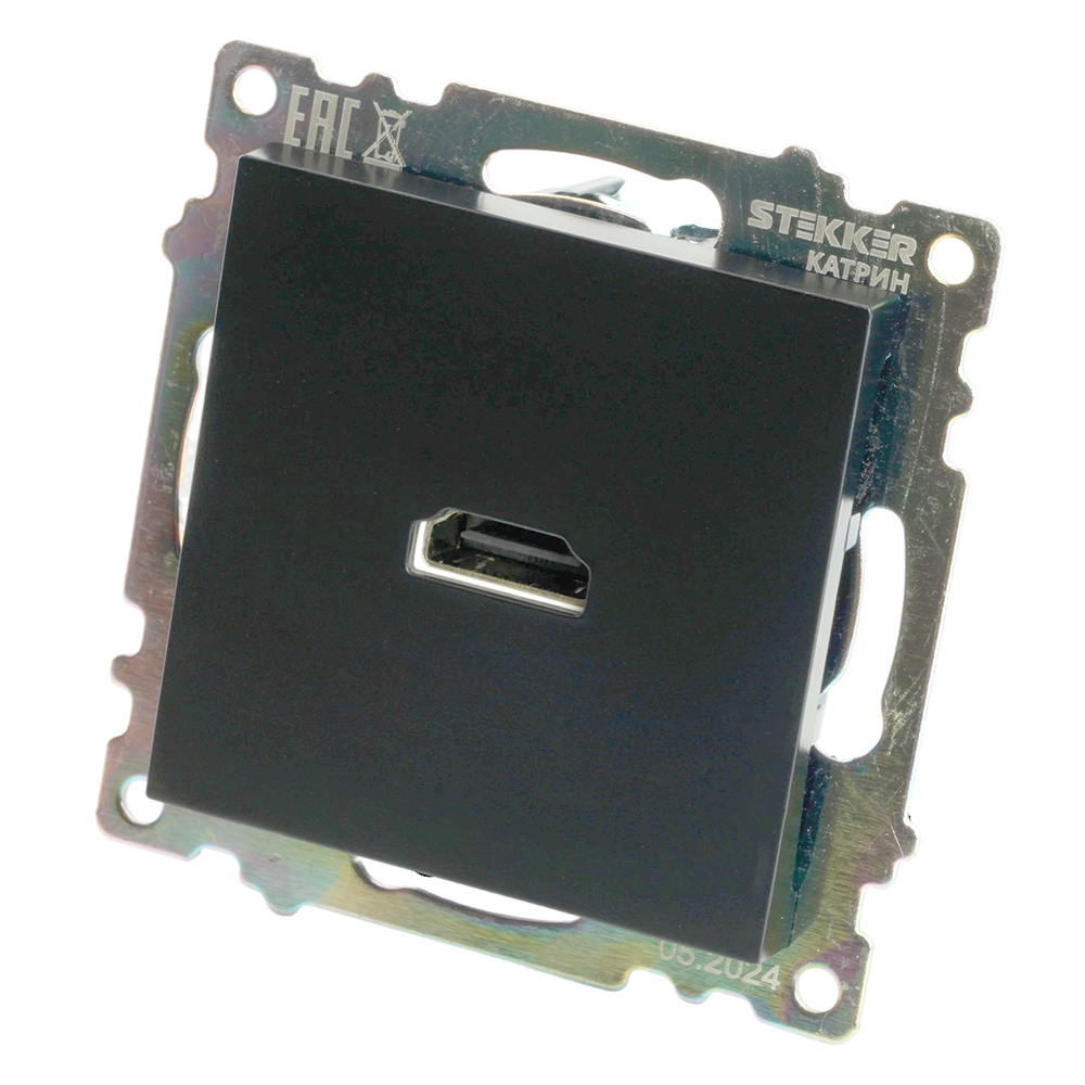 Розетка HDMI 2.1, Type A (механизм), STEKKER GLS00-7118-05, серия Катрин, черный