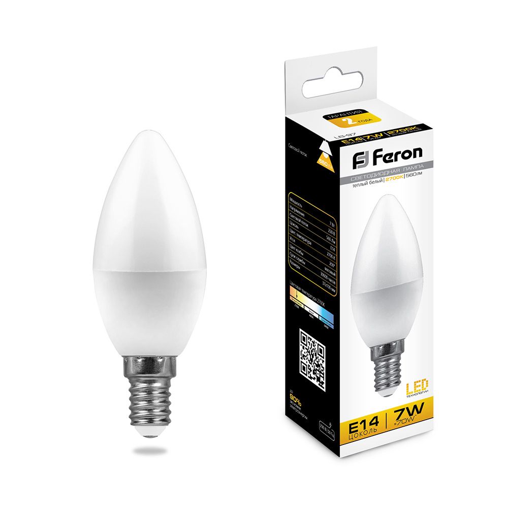 Лампа светодиодная LB-97 Свеча E14 Feron 25475 25475