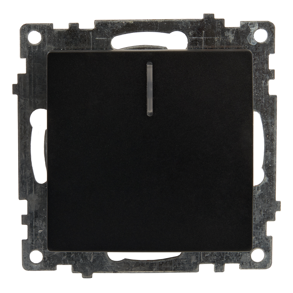 Выключатель 1-клавишный c индикатором (механизм) STEKKER GLS10-7101-05, 250В, 10А, серия Катрин, черный
