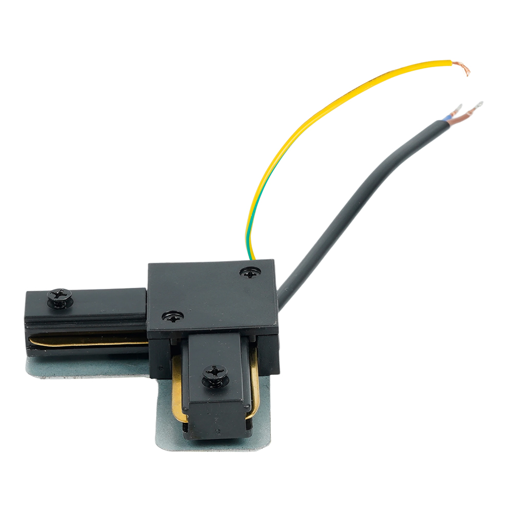 Коннектор угловой однофазный для шинопровода с проводом, черный, LD1021C