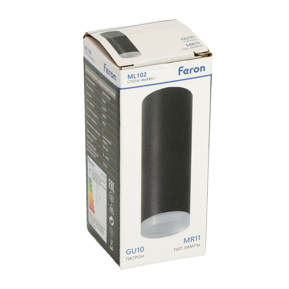Светильник потолочный Feron ML102 Barrel MR11 GU10 35W 230V, черный
