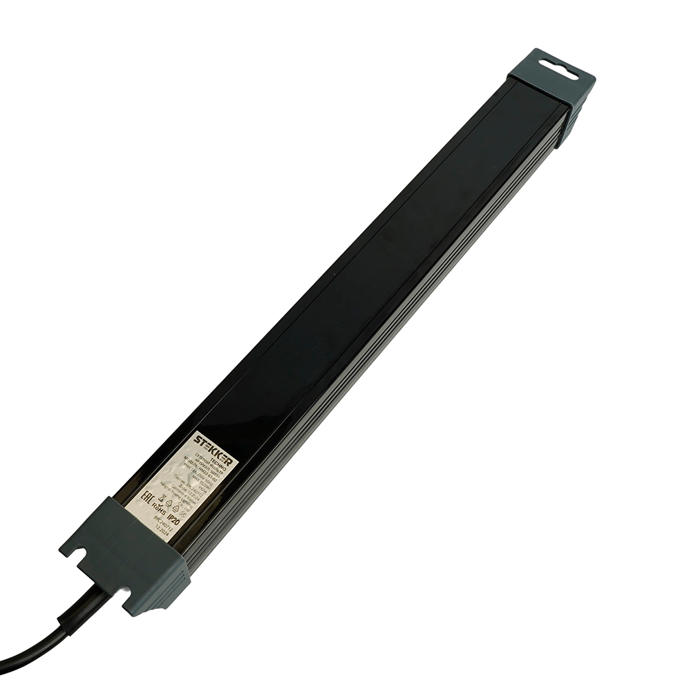 Сетевой фильтр 6-местный с/з STEKKER 3x1мм2, 3 м, 250В, 16А, серия Techno, HM22-61-03, черный