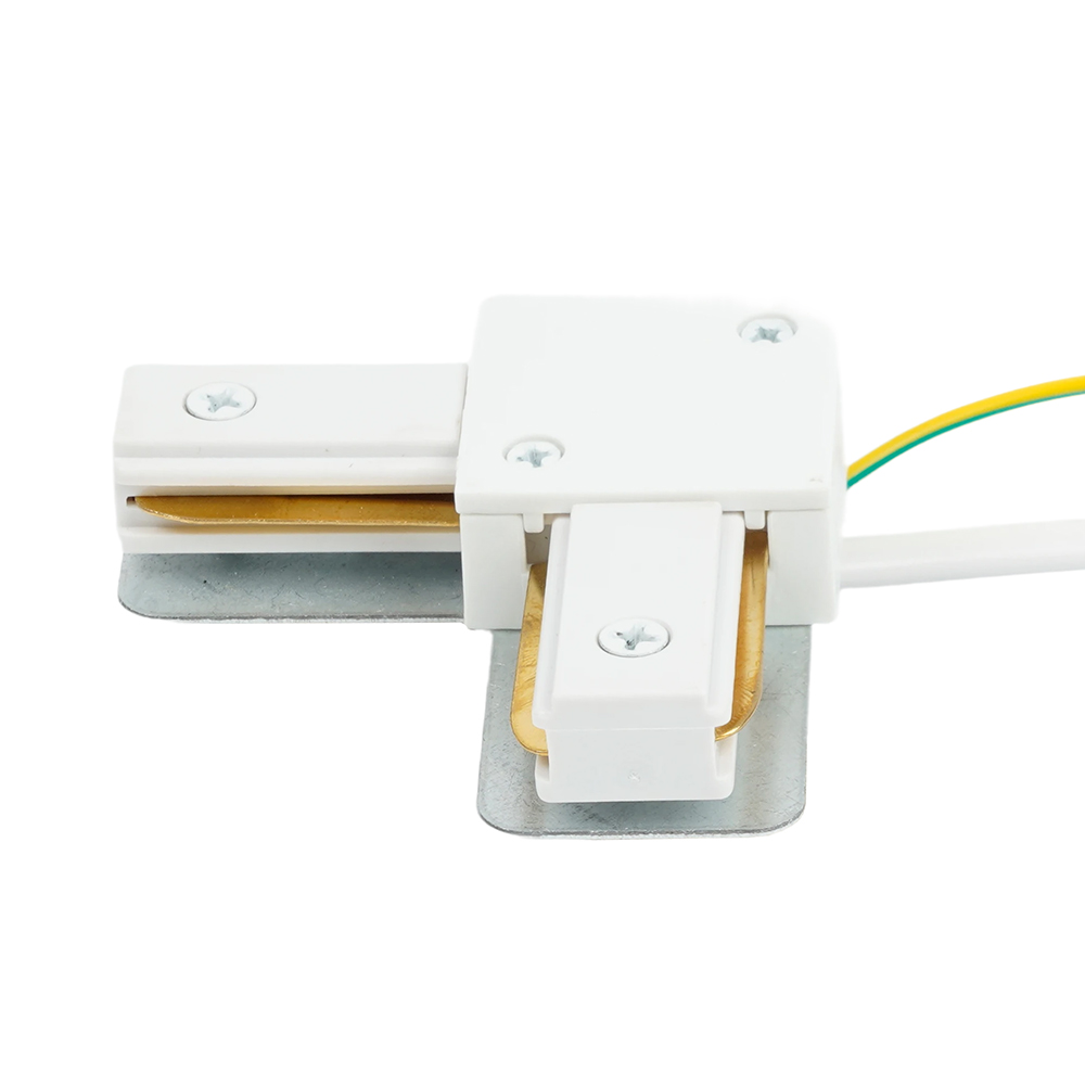 Коннектор угловой однофазный для шинопровода с проводом, белый, LD1021C