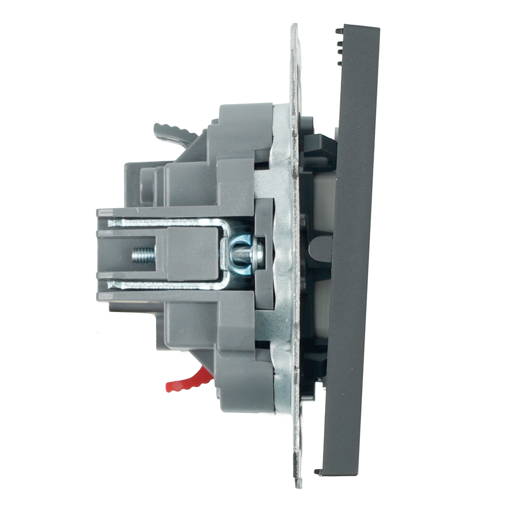 Выключатель 2-клавишный (механизм), СЗК, STEKKER, 250В, 10А, серия Эмили, RSW10-5104-10ZK, платиново-серый, soft touch