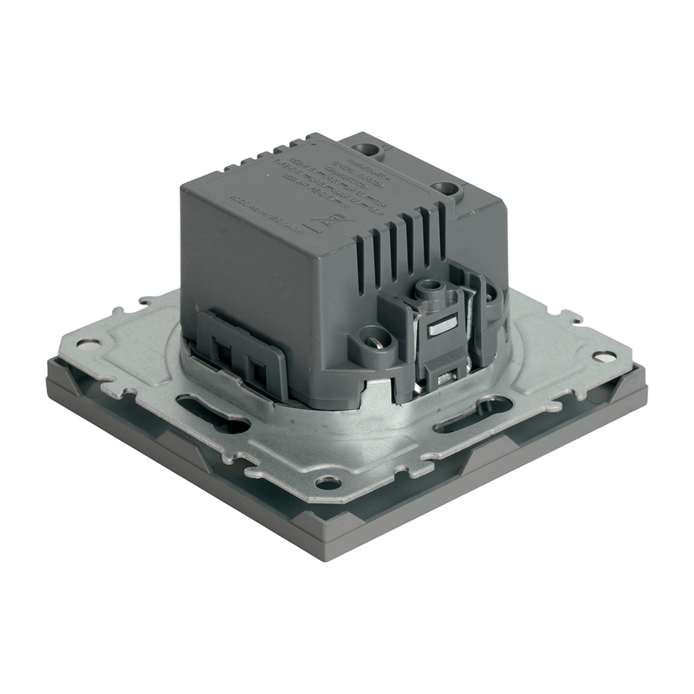 Розетка 2-местная USB + Type C (механизм), STEKKER, 250В, 20W, серия Эмили, RST10-5115-10, платиново-серый, soft touch