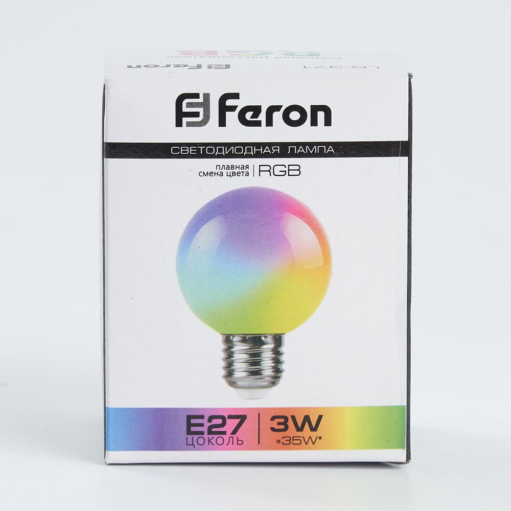 Лампа светодиодная Feron LB-371 Шар матовый E27 3W 230V RGB плавная сменая цвета