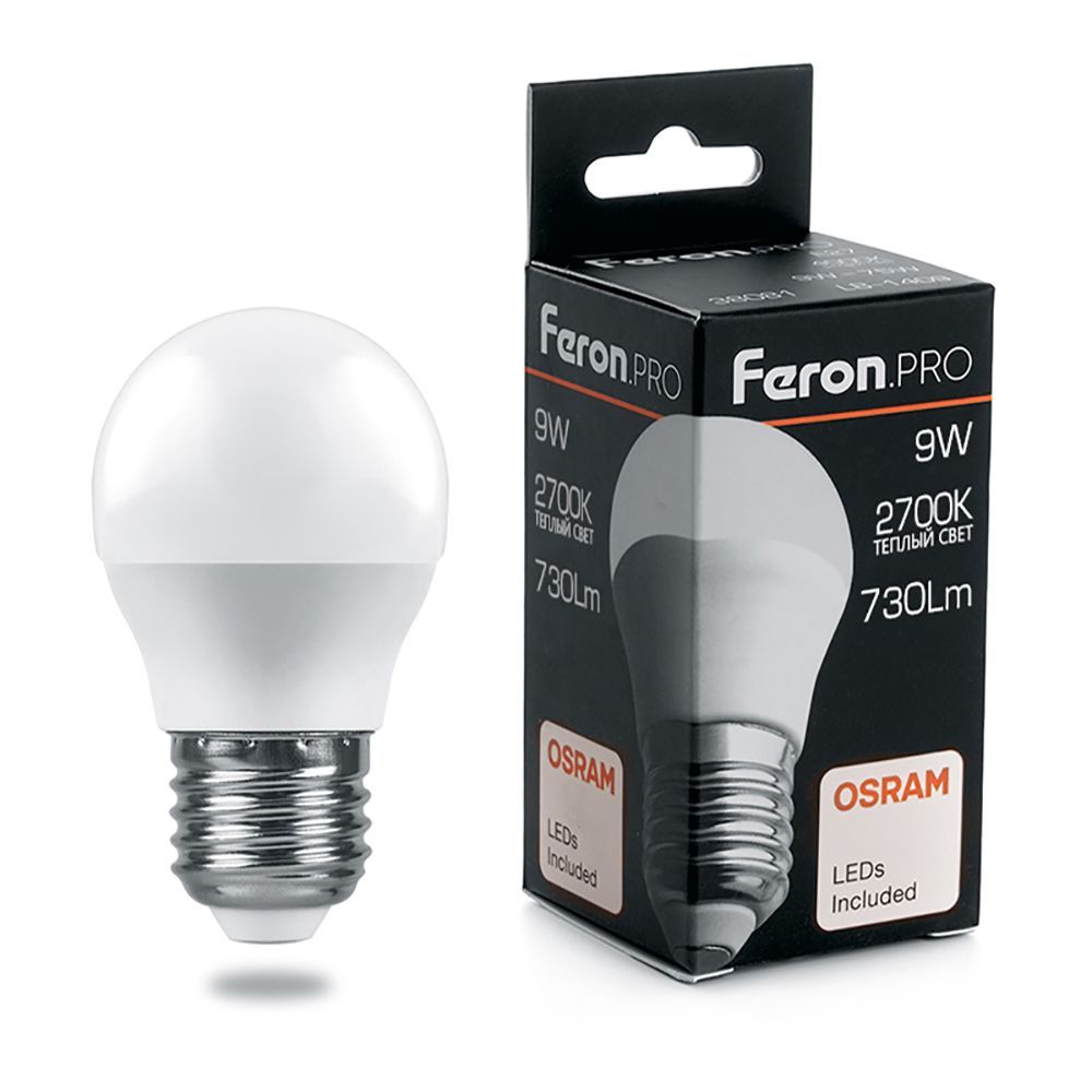 Лампа светодиодная Feron.PRO LB-1409 Шарик E27 9W 175-265V 2700K