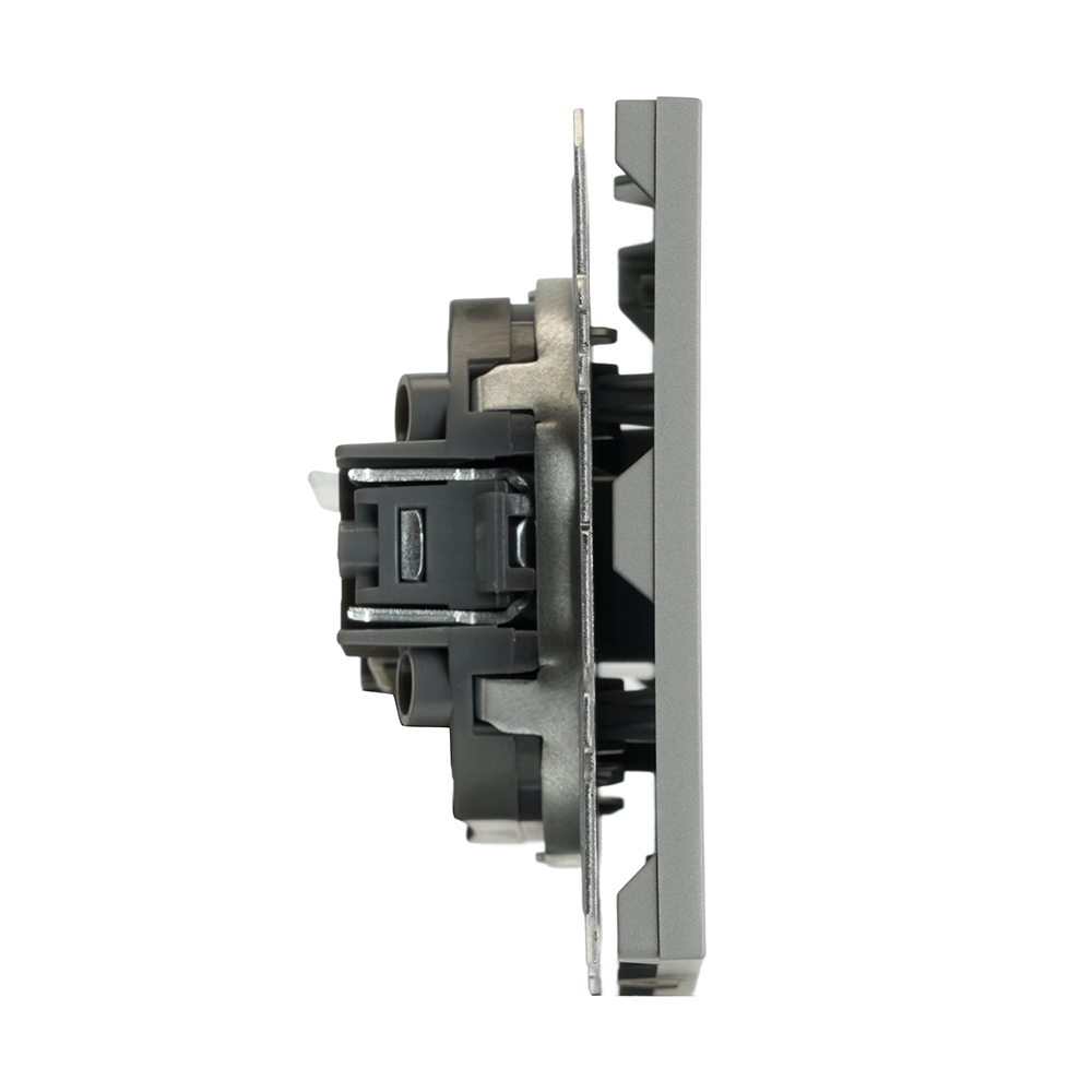 Розетка компьютерная 1-местная RJ-45 (механизм), STEKKER, серия Эмили, RST00-5117-10, платиново-серый, soft touch