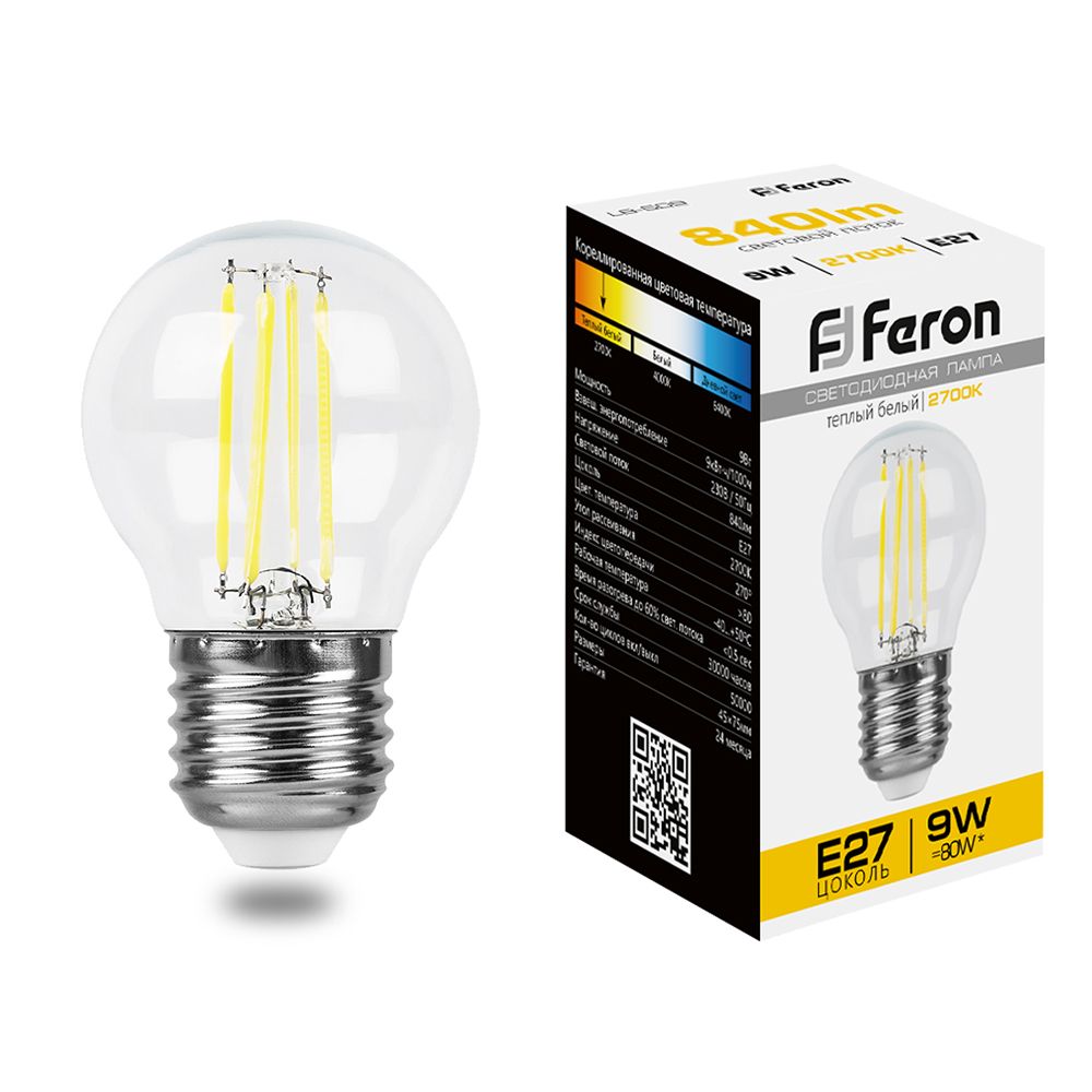 Лампа светодиодная Feron LB-509 Шарик E27 9W 230V 2700K
