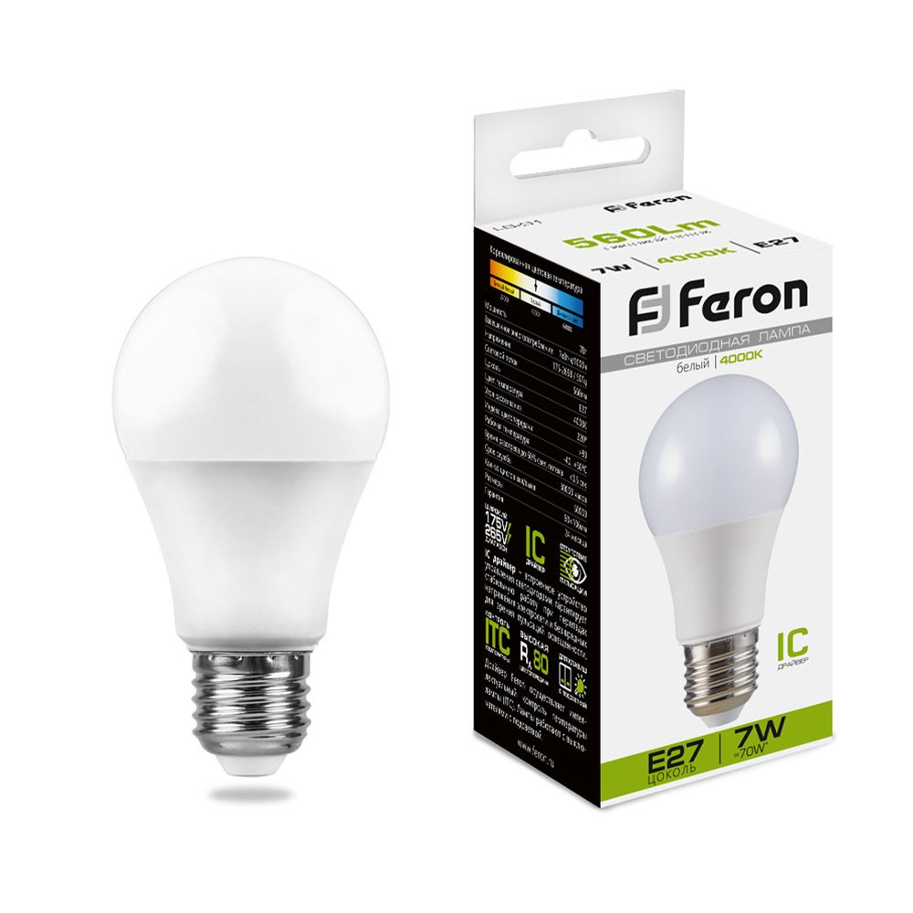 Лампа светодиодная Feron LB-91 Шар E27 7W 175-265V 4000K