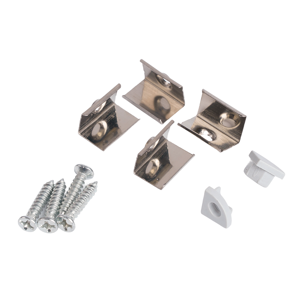 Профиль алюминиевый "угловой круглый 7.9*7.9мм", серебро, CAB240 (в комплекте с матовым экраном, 2 заглушками, 4 крепежами) FERON