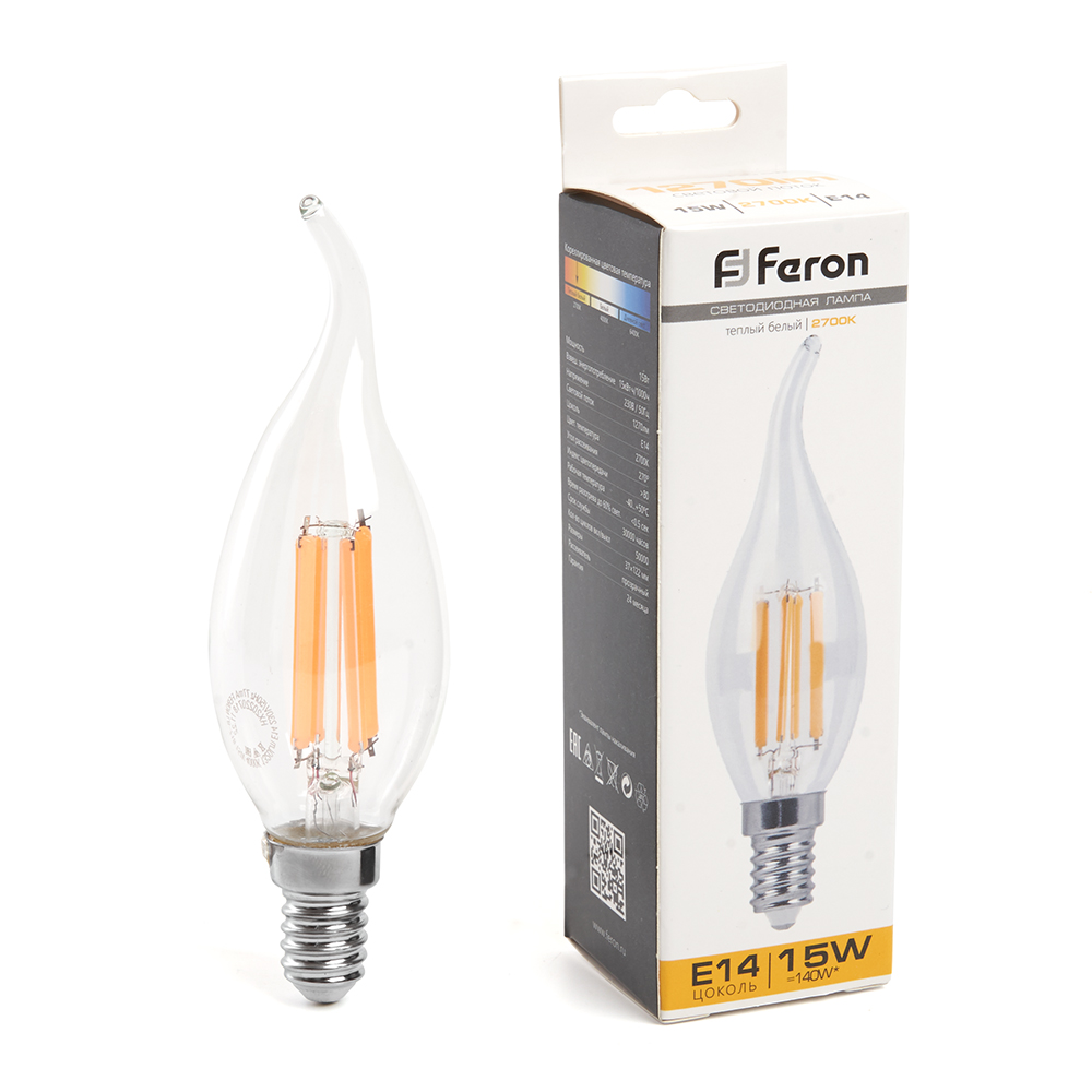 Лампа светодиодная Feron LB-718 Свеча на ветру E14 15W 230V 2700K