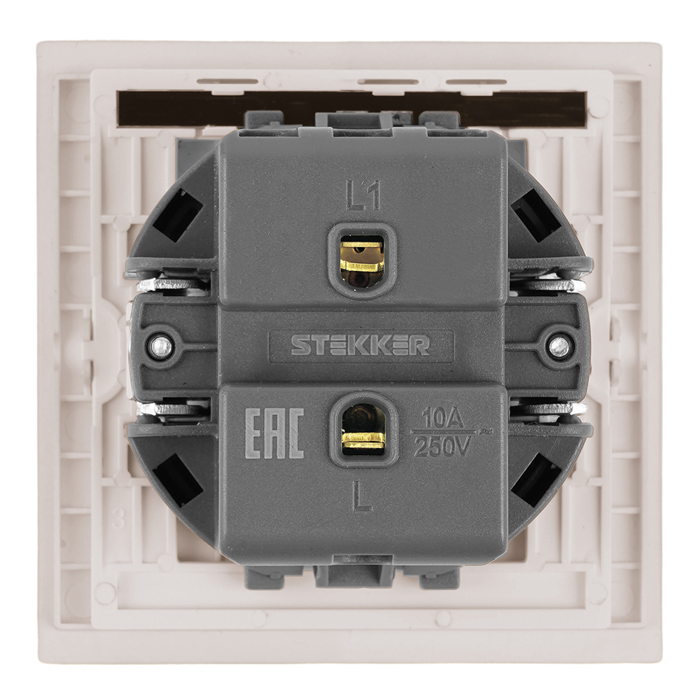 Выключатель 1-клавишный (механизм), STEKKER, 250В, 10А, серия Мия, RSW10-3103-08, пудровый жемчуг