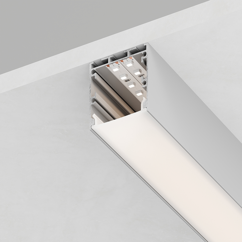 FERON Профиль алюминиевый накладной "Линии света" с крепежами, серебро, CAB256 1036K