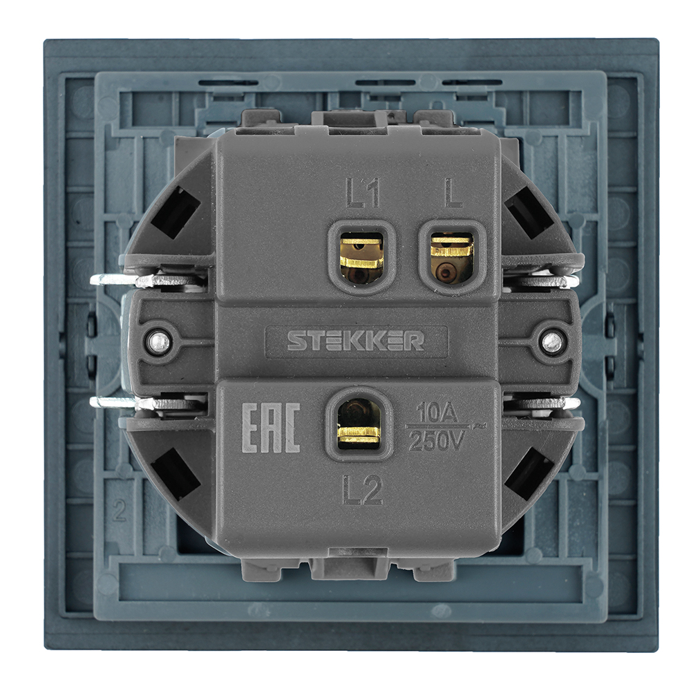 Переключатель 1-клавишный (механизм), STEKKER, 250В, 10A, серия Мия, RSW10-3105-05, черный бархат