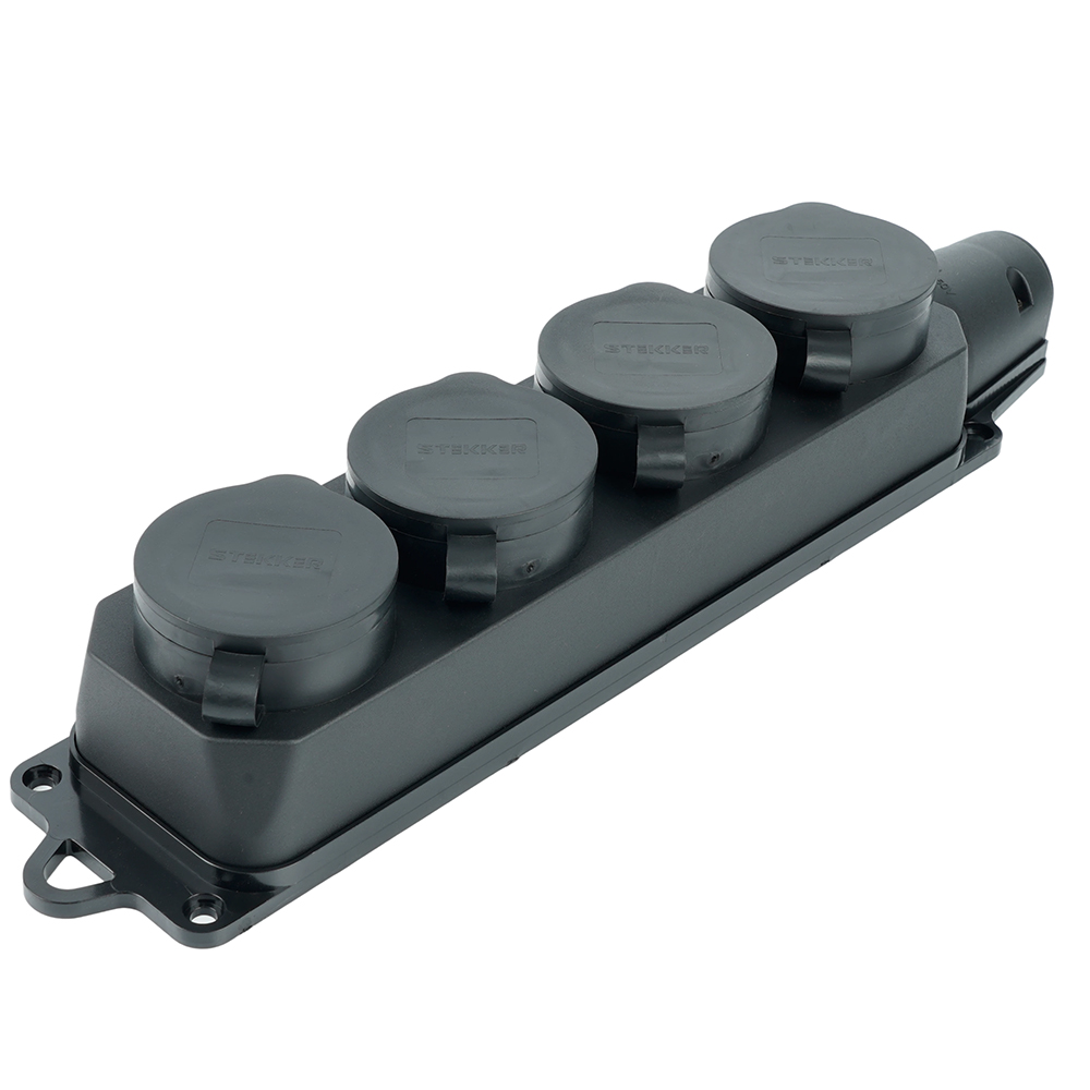 Розетка переносная 4-местная c/з, STEKKER, RST16-24-44, 250В, 16А, IP44, черный бренда Stekker Розетка переносная 4-местная c/з, STEKKER, RST16-24-44, 250В, 16А, IP44, черный от компании Stekker