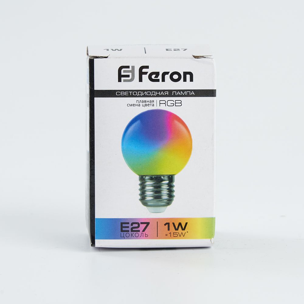Лампа светодиодная Feron LB-37 Шарик матовый E27 1W 230V RGB плавная сменая цвета
