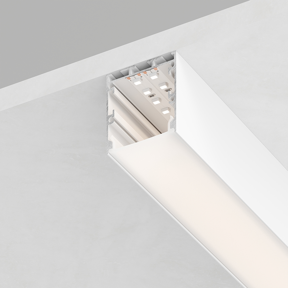 FERON Профиль алюминиевый накладной "Линии света" с крепежами, белый, CAB256 1036K