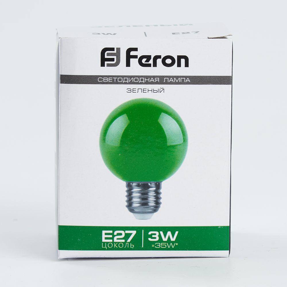 Лампа светодиодная Feron LB-371 Шар E27 3W 230V зеленый