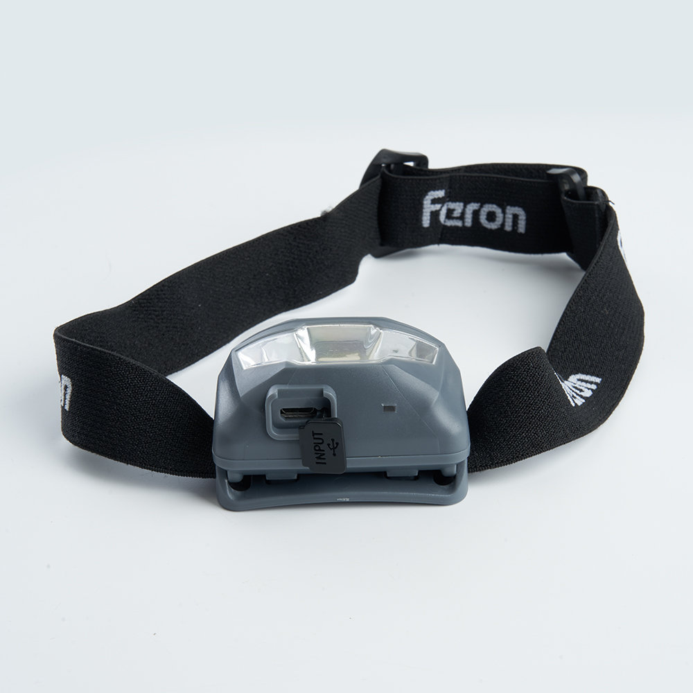 Фонарь налобный Feron TH2301 с аккумулятором 3W 1COB USB IP44, пластик