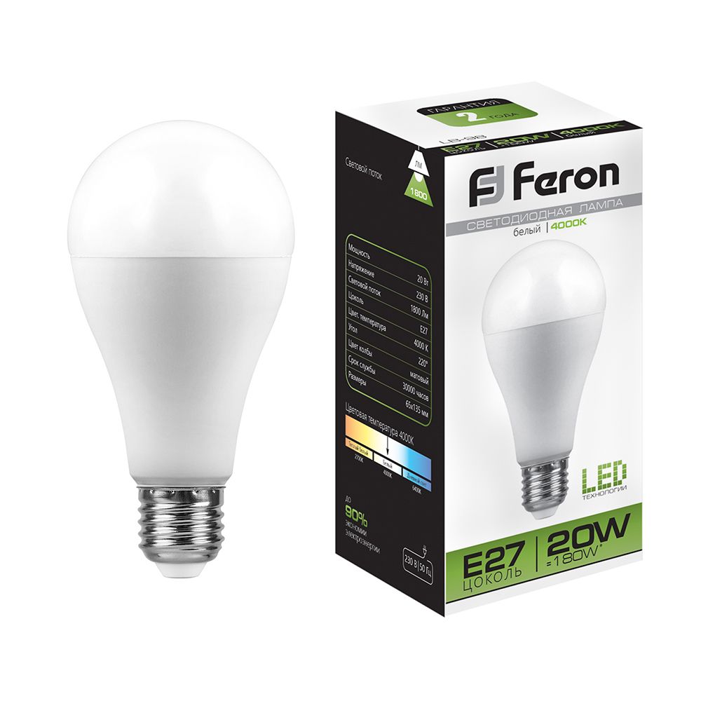 Лампа светодиодная Feron LB-98 Шар E27 20W 175-265V 4000K