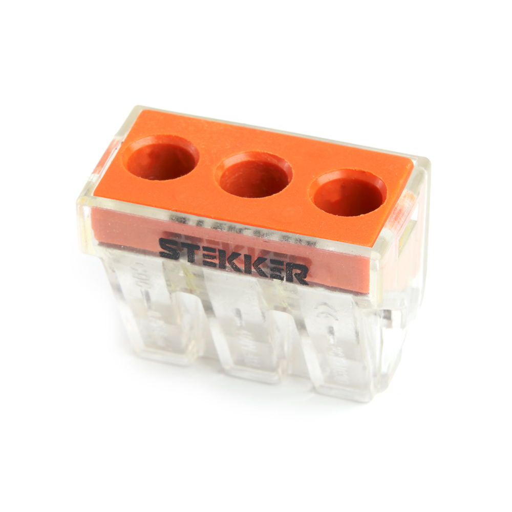 Клемма монтажная 3-проводная STEKKER  для 1-жильного проводника, LD773-173