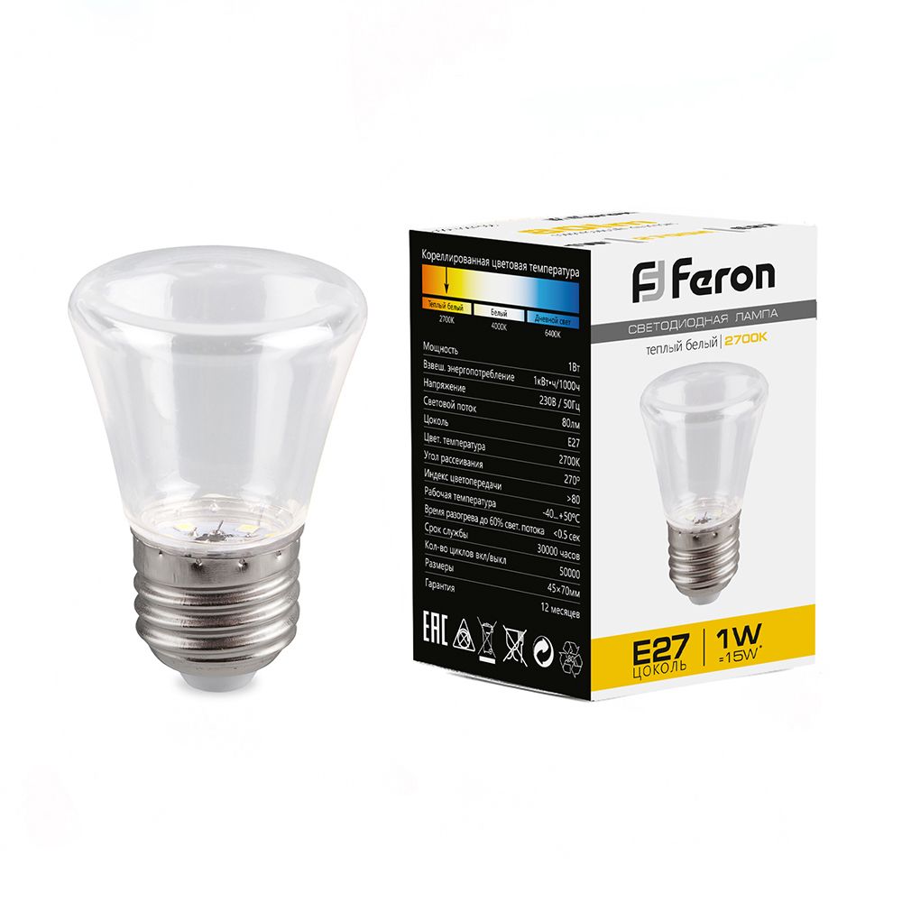 Лампа светодиодная LB-372 Колокольчик прозрачный Feron 25909 25909