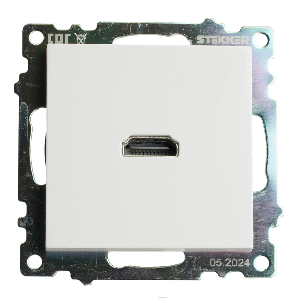 Розетка HDMI 2.1, Type A (механизм), STEKKER GLS00-7118-01, серия Катрин, белый