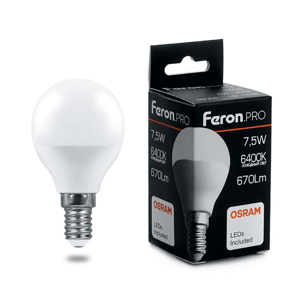 Лампа светодиодная Feron.PRO LB-1407 Шарик E14 7.5W 175-265V 6400K