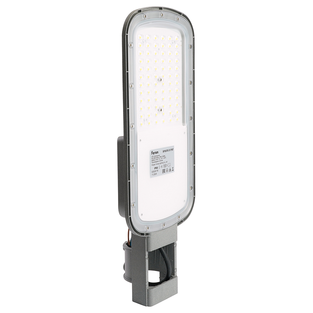 Светодиодный уличный консольный светильник Feron SP3070 50W 5000K AC90-300V, серый